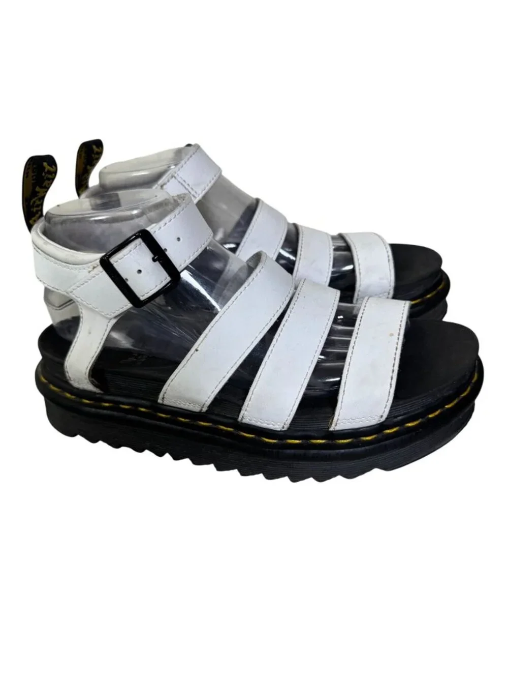 Dr. Martens Blaire White Hydro Leather Gladiator Sandals Women 8 Platform Chunky